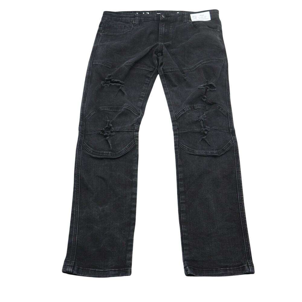 Kilogram Pants Mens 38 Black Straight Leg Relaxed Fit Distressed Jeans